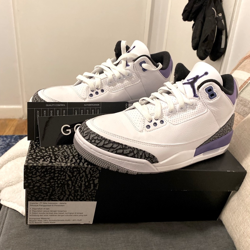 unworn Jordan 3 dark iris
